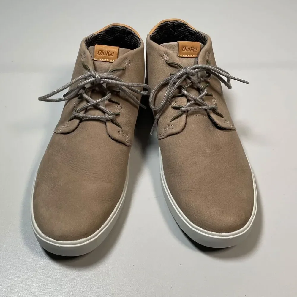 Olukai Nana Hele Wai‘apo Chukka Boots Beige Sneakers Sheep Fur Men’s Size 9
